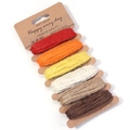 Detail view of 2mm braided jute twine set in six colors on vintage kraft cards - Earth Tones (5#)