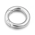 Polished silver stainless steel round spring clasp for DIY jewelry making and bracelet connectors - 16mm / Steel