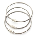 Silver stainless steel wire key ring cable with screw lock clasp 3-piece set - Steel