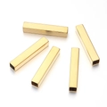 Cinq perles rectangulaires en acier inoxydable plaqué or pour création de bijoux - 3x10mm / Or