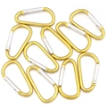 Set di 10 moschettoni a D in lega di alluminio dorato per portachiavi e outdoor - 45x23mm / Oro
