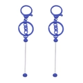 Blue DIY key chain pendant accessory with lobster clasp and metal rod in vivid blue finish - 14.8x3cm / Blue