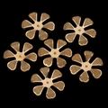 Detailed macro view of golden metal flower charms with mesh texture for DIY jewelry making - Classic Six Petal Hollow Flower (3#)