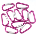 Set of 10 rose red D-shaped aluminum alloy carabiners with silver spring gate - 45x23mm / Rose Red