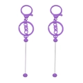 DIY purple metal lobster clasp with long bead pendant keychain hardware accessory - 14.8x3cm / Purple