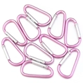Set of nine pink gourd-shaped aluminum carabiners with silver gates for outdoor use - 45x23mm / Pink