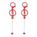 Paio di portachiavi rosso acceso con chiusura a moschettone per accessori fai-da-te - 14.8x3cm / Rosso