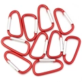 Set of 10 red aluminum D-ring carabiners for outdoor hiking and keychains - 45x23mm / Red