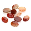 Lot de 10 cabochons ovales en agate polie avec motifs rubanés rouges et blancs pour DIY - 5002 Agate Rouge Rubanée / 10*14mm