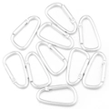 Set of 10 silver aluminum alloy D-ring carabiners for backpacks and water bottles - 45x23mm / Silver