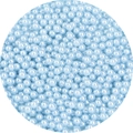Lustrous light blue round faux pearls with pearlescent finish for DIY jewelry - 1mm(Hole-less) / Light Blue