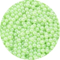 Vibrant lime green pearlescent round faux pearls for DIY jewelry and crafts - 1mm(Hole-less) / Light Green