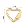 Gold heart-shaped screw lock carabiner connector for DIY jewelry making, 19mm size - Heart Style 19x17mm / Gold
