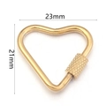 Golden heart-shaped screw lock link for DIY jewelry, measuring 23mm by 21mm - Heart Style 23x21mm / Gold