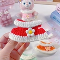 Handgemaakte gebreide poppenjurk sleutelhanger met bloem voor 15cm poppen - Geschikt voor 10-15cm / Rood