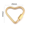 Goldener herzförmiger Schraubkarabiner aus Titanstahl mit den Maßen 25mm x 23mm - Herz Stil 25x23mm / Gold