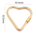 Herzförmiger Edelstahl-Karabiner Schlüsselanhänger in Gold mit Schraubverschluss, 33,5mm - Herz Stil 33.5x33.5mm / Gold