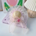 Chapeau de paille pour animaux avec dentelle rose, nœud élégant et accent floral - S / Style Fleur Rose