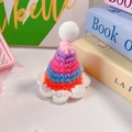 Cappello arcobaleno all'uncinetto per animali con pompon bianco per cani piccoli e gatti - S / Cappello Rosa Pesca