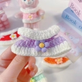 Handmade purple and white knitted doll dress with floral detail for 15cm plush dolls - Fits 10-15cm / Purple