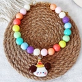 Colorful beaded pet necklace with cartoon dog pendant and golden lobster clasp closure - XS / Dog