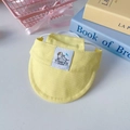 Adjustable bright yellow pet sun hat with logo patch and elastic strap for small dogs - M / Yellow
