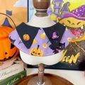 Collare per animali Halloween con motivi di zucca e tessuto viola per cani e gatti - S / Sciarpa con Zucca Viola