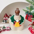 Collare natalizio all'uncinetto verde per animali con campanello giallo e fiocco - S / Verde Natale (Fiocco Campanella)