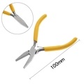 Detail of 100mm flat nose jewelry pliers with yellow anti-slip handles for DIY crafts - Flat Nose Pliers