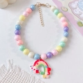 Collar de cuentas pastel para mascotas con colgante de arcoíris y cadena dorada - XS (Cuello 15-20cm) / Collar Multicolor