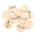 Set de bases de madera redondas con broches de acero para creación de joyas DIY - 25mm (Pack de 5) / Color madera natural