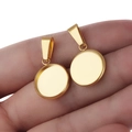 Macro detail of golden stainless steel bezel pendant settings for jewelry making - 10mm (5 Pieces/Pack) / Gold