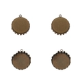 Detailed view of vintage copper crown bezel pendants for DIY jewelry making - Inner Diameter 15mm / Antique Bronze