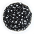 Close-up of black acrylic 7x4mm flat round star beads for DIY jewelry making - 7*4mm Hole 1.5mm (100 Pieces) / Black With White Star (2#)
