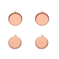 Rose gold crown bezel pendant base with lace edge for DIY jewelry making and round cabochon - Rose Gold