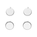 Silver crown-edge round pendant tray settings for DIY jewelry making and necklaces - Inner Diameter 15mm / Silver