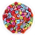 Flat round acrylic beads in assorted colors with star and heart patterns in a white bowl - 7*4mm Hole 1.5mm (100 Pieces) / Multicolor With Black Pattern (3#)