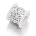 Rolle hochglänzende weiße Perlenkette mit Silberverbindern für DIY-Bastelarbeiten - 10mm / Weiß K/Silber