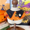 Collare per animali di Halloween con stampe di zucca e ciondolo fantasma in resina nera - S / Sciarpa con Gatto Arancione