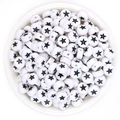 White 7x4mm acrylic flat round beads with black star pattern for DIY jewelry making - 7*4mm Hole 1.5mm (100 Pieces) / White With Black Star (5#)