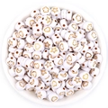 White acrylic round flat beads with gold star heart moon patterns for DIY jewelry making - 7*4mm Hole 1.5mm (100 Pieces) / White With Gold Pattern (6#)