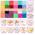 24 colors polymer clay beads kit with letter beads and charms for DIY jewelry making - 24 Grids Clay Beads And 24 Grids Letter Beads Style