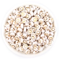Flat round white acrylic beads with golden smiley face patterns for DIY bracelets - 7*4mm Hole 1.5mm (100 Pieces) / White With Gold Smile (7#)