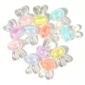 Nahaufnahme bunter irisierender Acryl-Hasenperlen für DIY-Schmuck und Bastelarbeiten - Bunt galvaniaster Hasenkopf #2