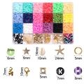 Detail showing 6mm clay beads with 7mm alphabet beads and assorted charms for DIY - 24 Grids Clay Beads And Accessories Style One
