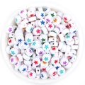 Flat round white acrylic star beads for DIY jewelry and kids craft bracelets - 7*4mm Hole 1.5mm (100 Pieces) / White With Colored Star (10#)