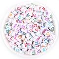 7x4mm white acrylic flat round beads with colorful star and heart patterns for DIY crafts - 7*4mm Hole 1.5mm (100 Pieces) / White With Colored Pattern (11#)