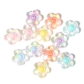 Nahaufnahme bunter irisierender Acrylperlen in Blumenform für DIY-Schmuckarbeiten - Bunt galvanisierte fünfblättrige Blume