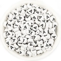Flat round white acrylic letter beads with black letter A for DIY jewelry making - Letter A / 100 Pcs/Pack (16g)