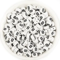 White 7mm acrylic alphabet beads with black letter B for DIY handmade jewelry crafts - Letter B / 100 Pcs/Pack (16g)